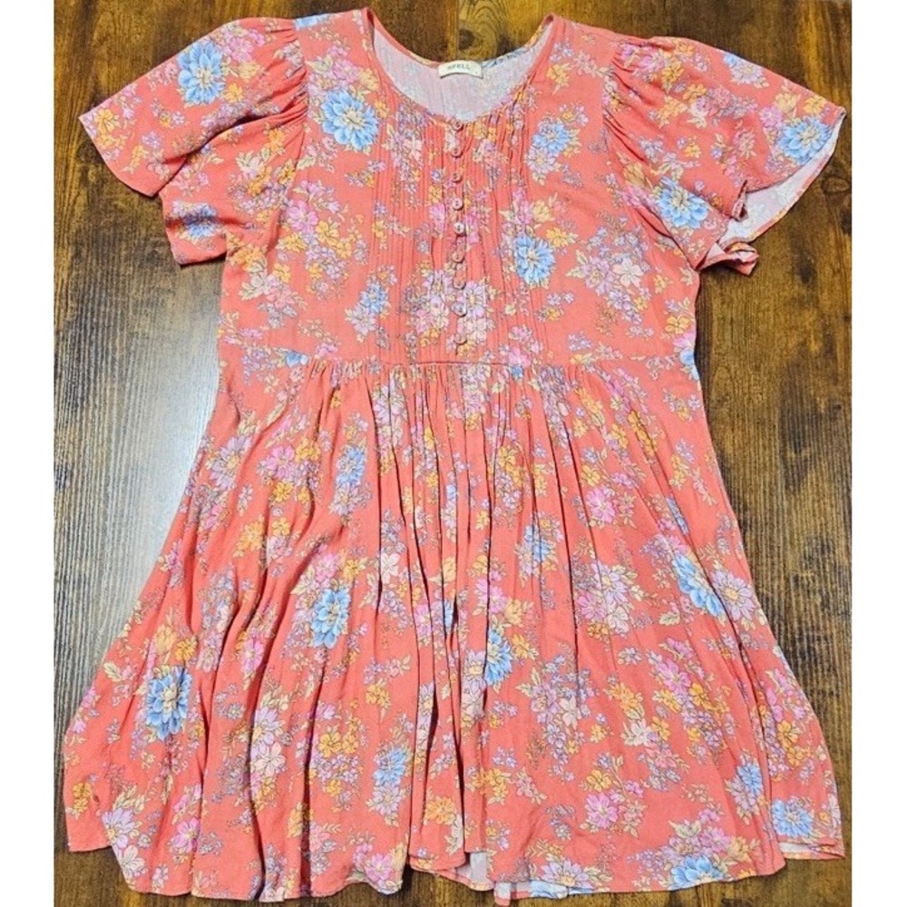 Spell & The Gypsy Meadowland Mini Dress Flutter Sleeve Viscose Poppy Women's L